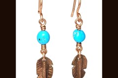 Turquoise Feather Earrings