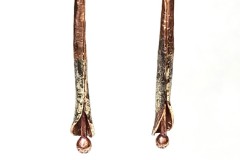 Copper, Reticulated Silver Canna Lily Earrings